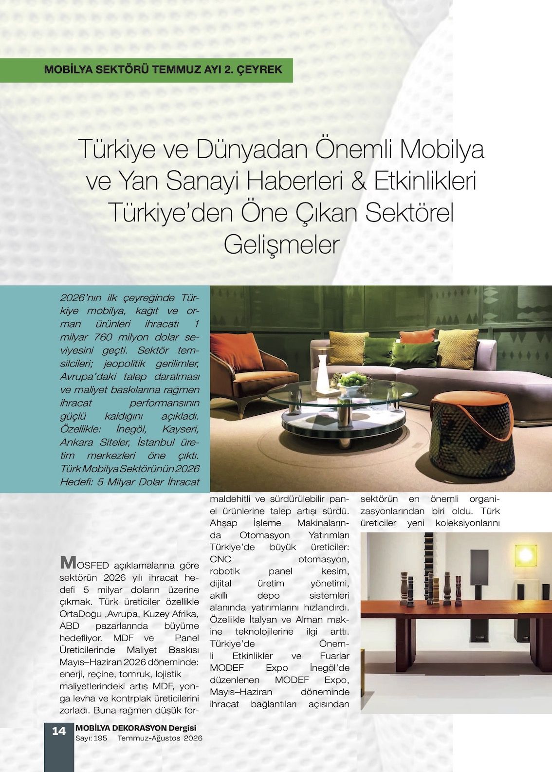 2026 Türkiye mobilya sektör araştırma dosyası